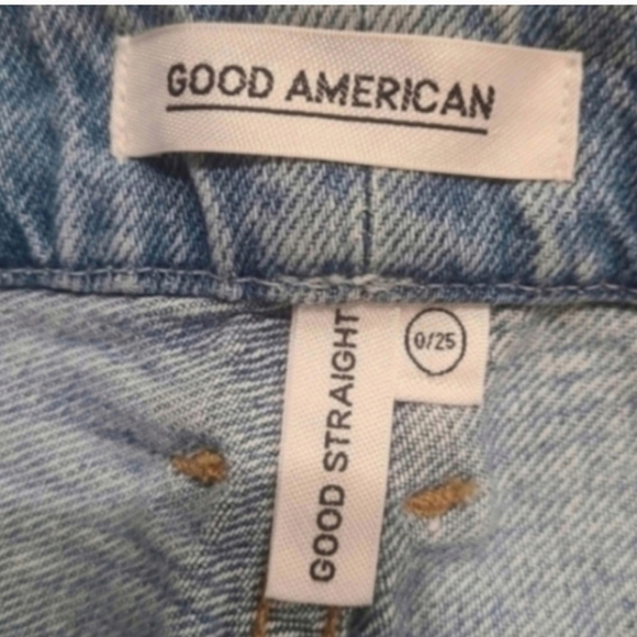 Good American Light Blue Distressed Straight Leg Jeans - Picture 8 of 11